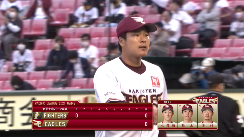 1回表・E釜田 698日ぶりの一軍先発登板で初回を3者凡退に抑える!!