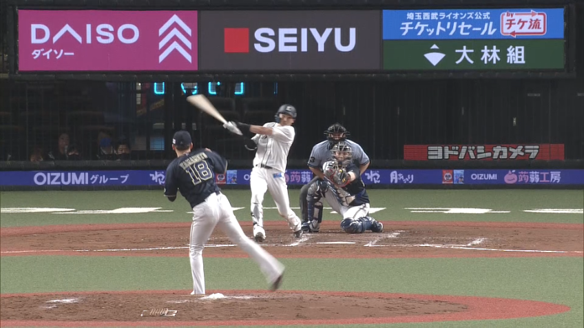 7回裏・L源田 ショートの頭の上を越えるタイムリーヒット!!