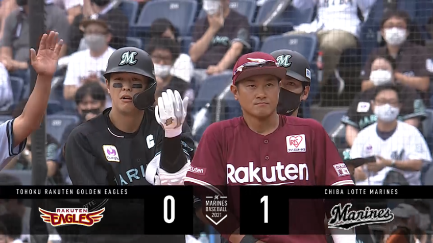 1回裏・M中村 ランナー2塁の場面でレフトへの先制タイムリーヒット!!