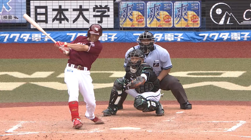 4回表・E小深田 同点に追いつく左中間へのタイムリー2ベースヒット!!