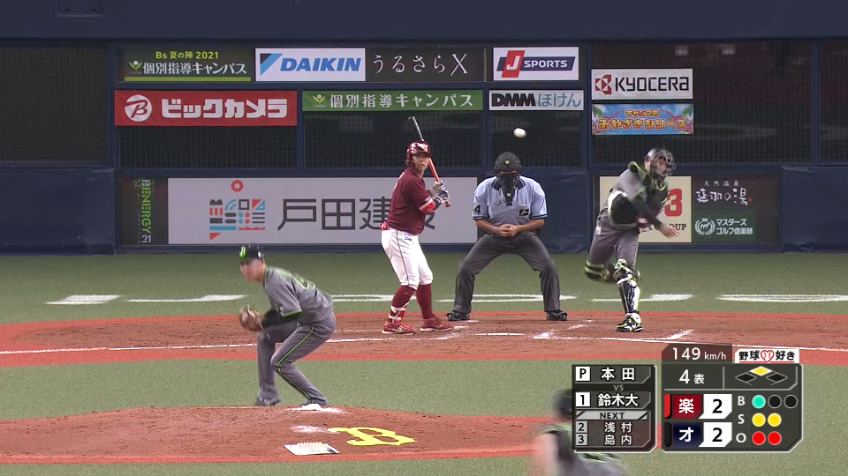 4回表・B若月 飛び出していた2塁ランナーを素早く刺す!!