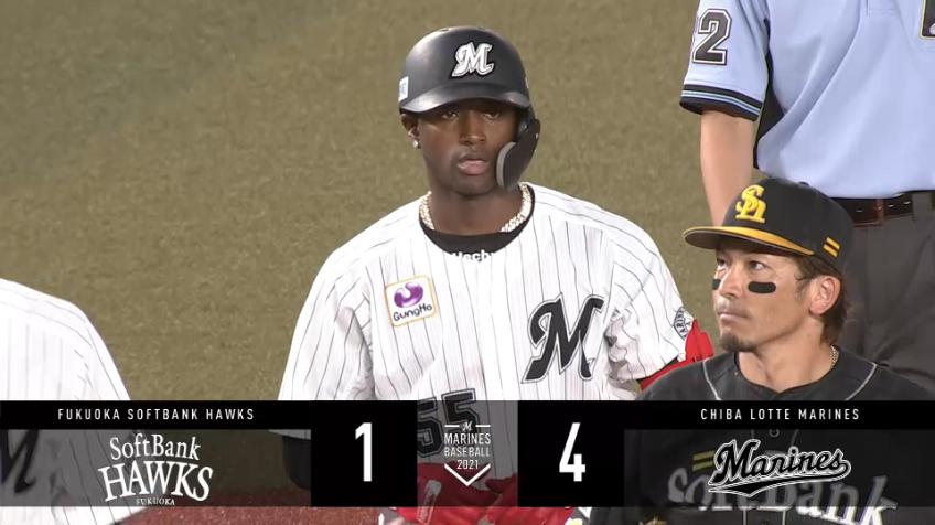 4回裏・Mエチェバリア 右中間を抜けるタイムリー3ベースヒットで追加点!!