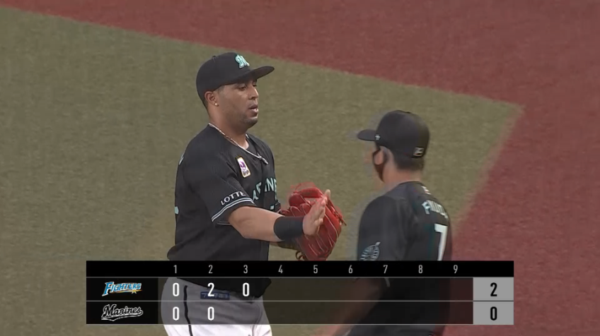 3回表・Mマーティン ライトからのレザービームでランナーの進塁を許さない!!