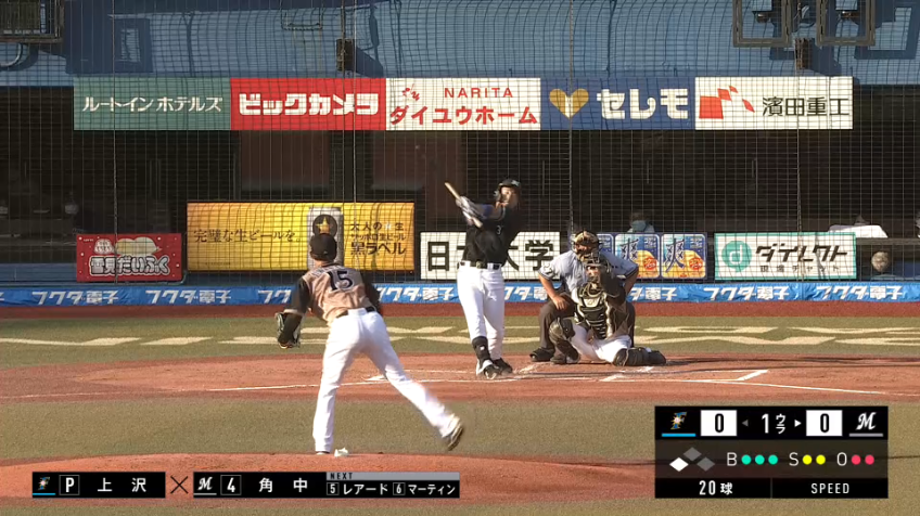 1回裏・F上沢 2アウトランナー3塁のピンチをレフトフライで切り抜ける!!