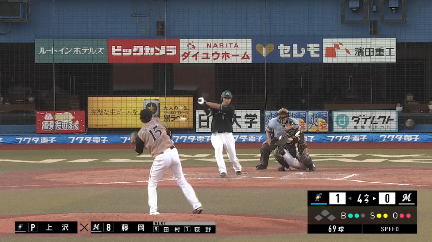 4回裏・F上沢 強烈なピッチャーライナーを弾くも上手く処理する!!