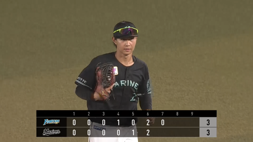 7回表・M藤原 センターへの大きな当たりをギリギリでキャッチ!! 勝ち越し点を許さないファインプレー!!