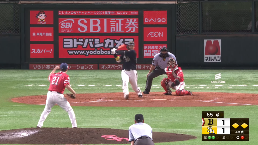 4回表・B T-岡田 2者連続タイムリーで一気に勝ち越し!!