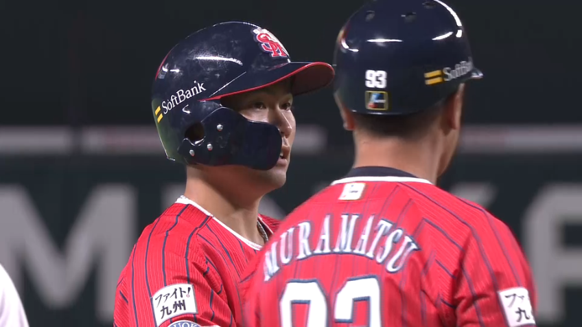 6回裏・H中村晃 粘って8球目に2点タイムリー2ベースヒット!!