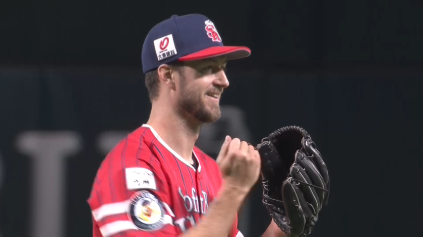 9回表・Hレイ 9回135球8奪三振の力投で来日初完封勝利!!