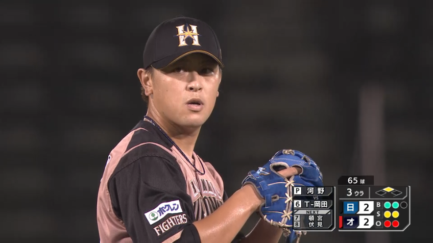 3回裏・F河野 一打勝ち越しの場面 直球をインコースに投げ込み空振り三振を奪う!!