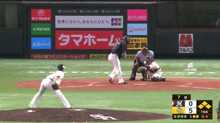 7回表・M角中 しっかりと四球を選び1点をもぎ取る!!