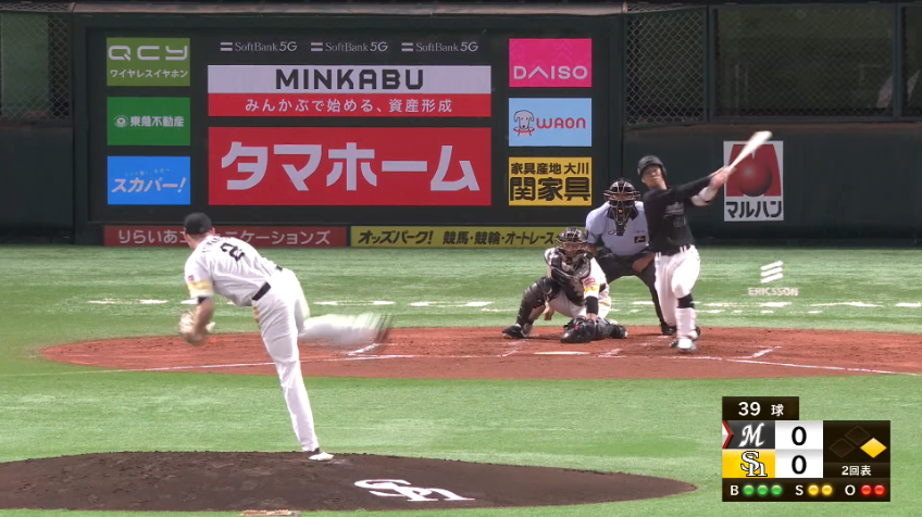 2回表・H C.スチュワート・ジュニア スライダーで空振り三振を奪う‼