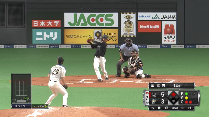 7回表・M藤原 ライトへのタイムリーで今日3打点目!!