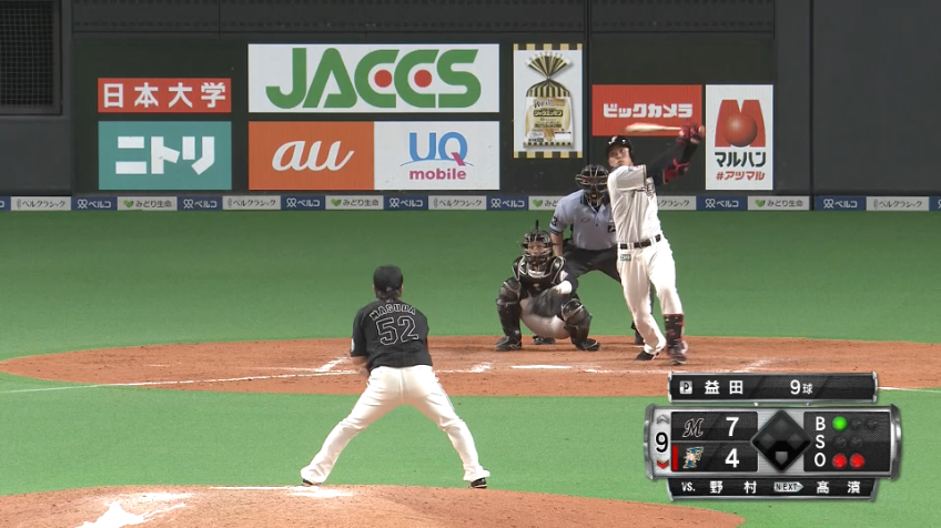 9回裏・M益田 クリーンナップをしっかり3人で抑え勝利を掴み取る!!