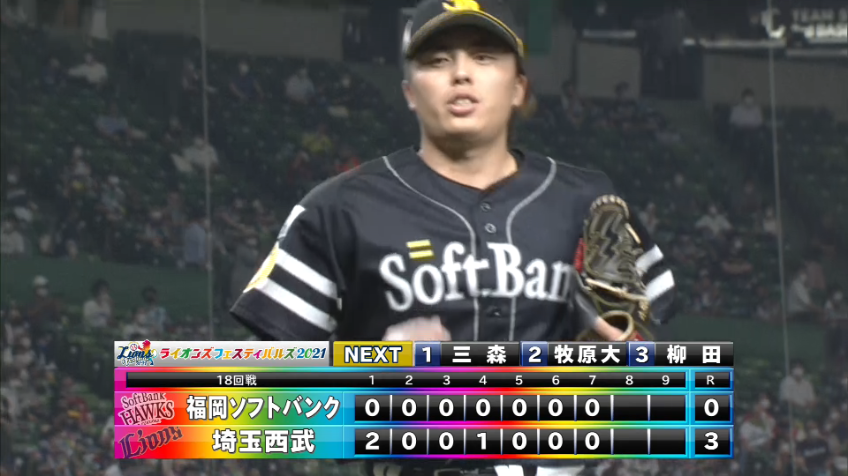 7回裏・H田中 2三振含む3者凡退でパーフェクトリリーフ!! チームに流れを呼び込む好投!!