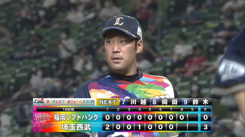 8回表・L増田 久しぶりの「ますだおかだ」バッテリーでしっかり無失点に抑える!!