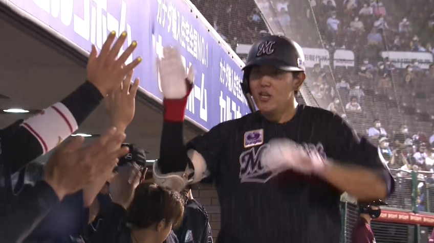 5回表・M安田 ライトスタンドへの同点ソロホームランを放つ!!