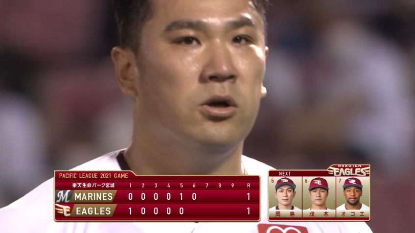 6回表・E田中将 点を与えないピッチングでピンチを切り抜ける!!