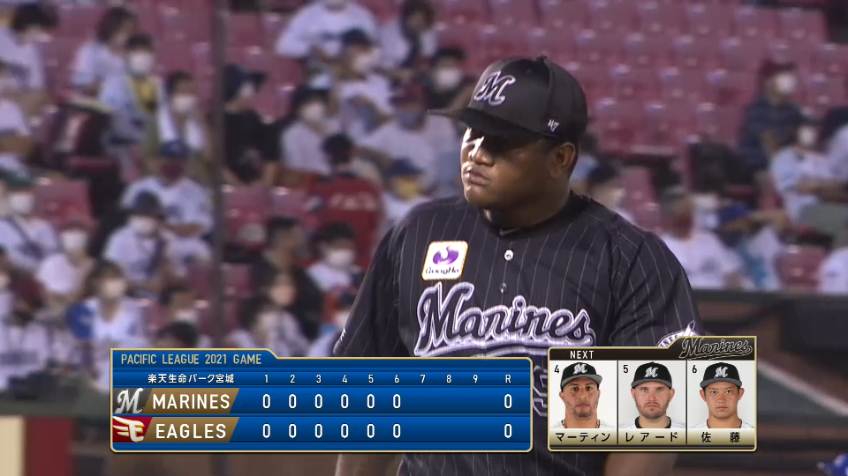 6回裏・Mロメロ ピンチの場面で空振り三振を奪い、ガッツポーズ!!