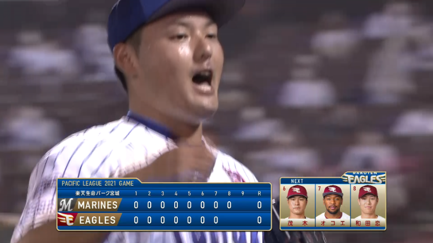 8回表・E安樂 構えたところズバリと投げ込み見逃し三振を奪う!!