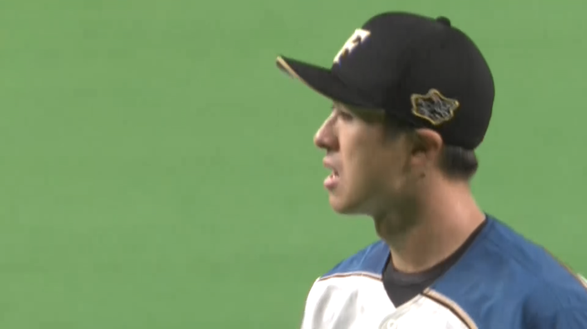 7回表・F上沢 ジャストルッキング!! B福田を見送り三振に抑え10奪三振目を奪う!!