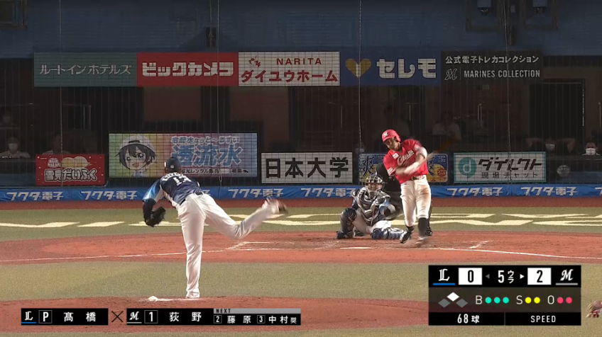 5回裏・L高橋光成 M荻野貴からズバッと空振り三振を奪う!!