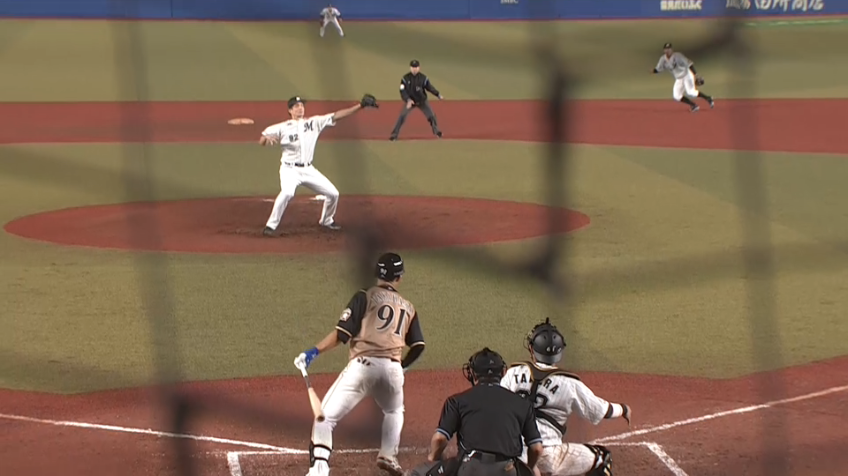 7回表・M国吉 強烈な打球への素早い反応で併殺を完成させる!!