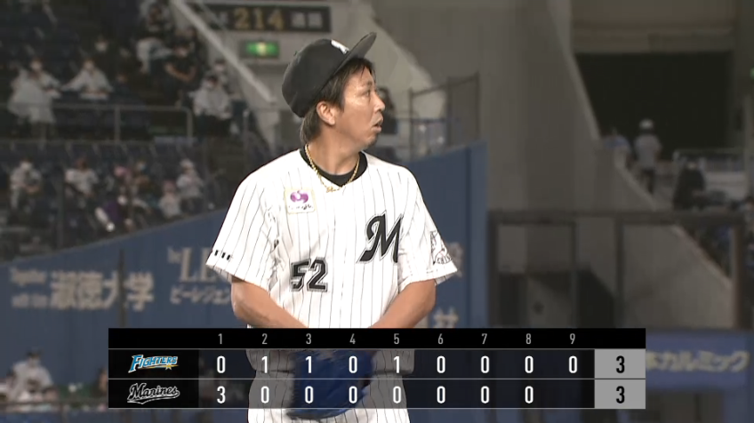 9回表・M益田 勝ち越しのピンチを招くも無失点で抑える!!