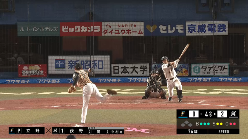 4回裏・F立野 レフトフライに打ち取り、この回を3者凡退に抑える!!