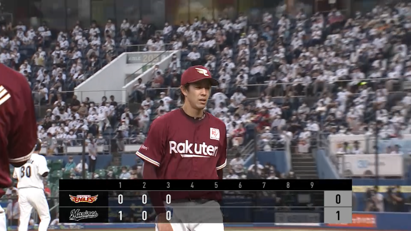 3回裏・E岸 M荻野貴を見逃し三振に仕留め、この回を3者凡退で抑える!!