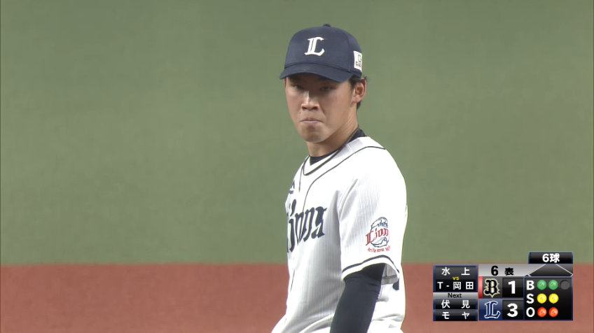 6回表・L水上 中軸3人をわずか7球で仕留める好リリーフ!!