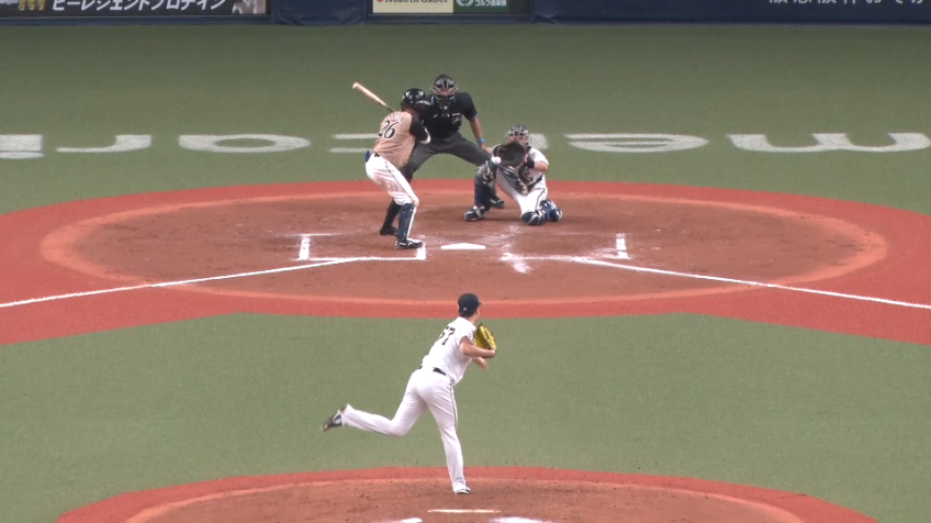 7回表・B山田 コースいっぱいの完璧な投球で見逃し三振を奪う!!