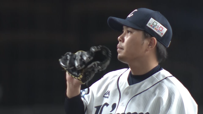 7回表・L公文 アウトコースいっぱいにストライクを決め、E岡島から見逃し三振を奪う!!