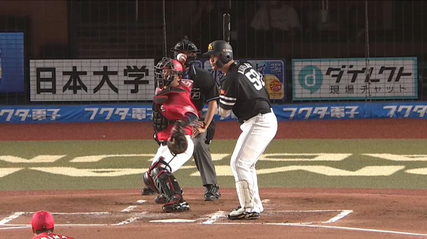 2回表・M田村 ストライク送球で盗塁阻止!!