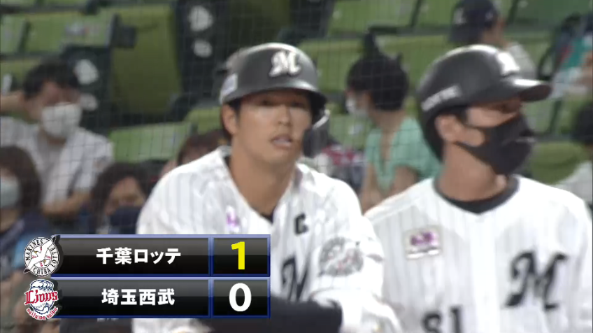 1回表・M中村 18打席ぶりのヒットはセンター前へ先制のタイムリーヒット!!