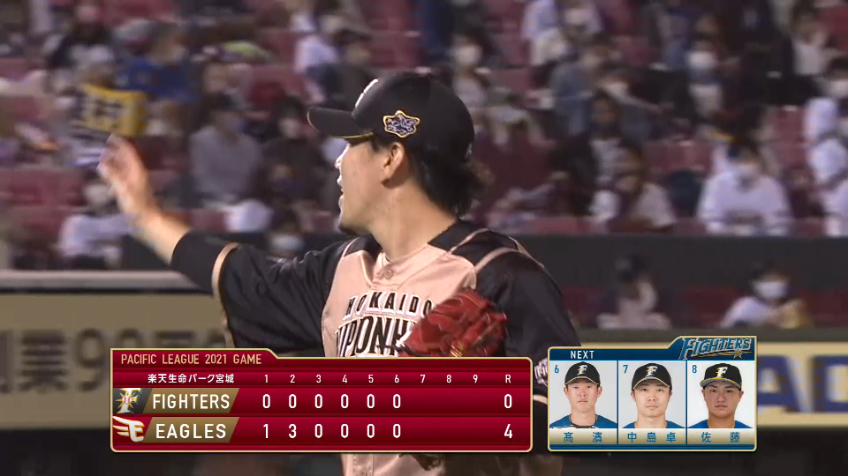 6回裏・F西村 E浅村を三振に仕留め3者凡退リリーフ!!