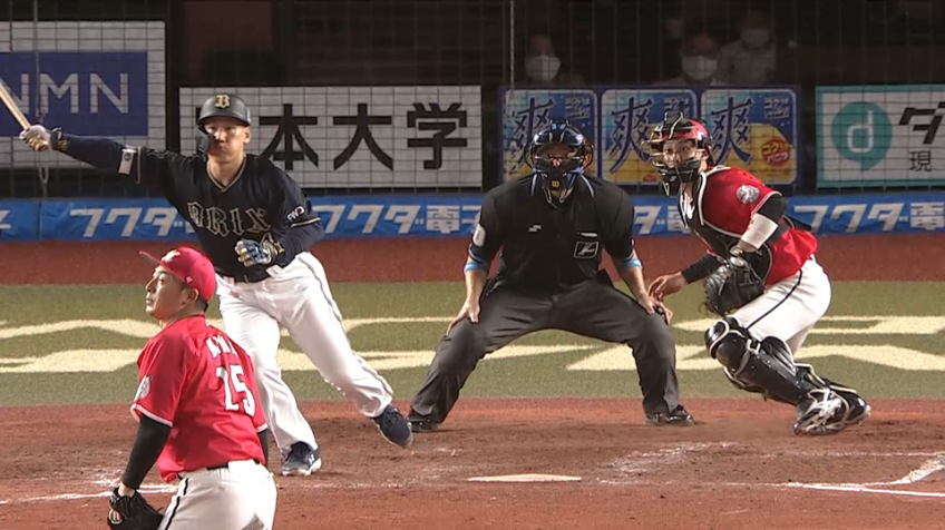 5回表・B吉田正 タイムリー2ベースを放ち、1点差に迫る!!