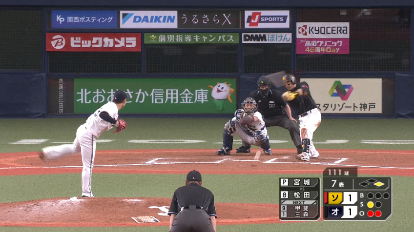 7回表・B宮城 7回6奪三振の好投でマウンドを降りる!!