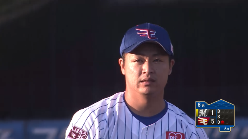 8回表・E酒居 高めの直球で空振り三振!!