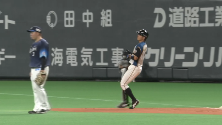 6回裏・F中島卓 チーム初ヒットを放ち、先頭として出塁に成功!!