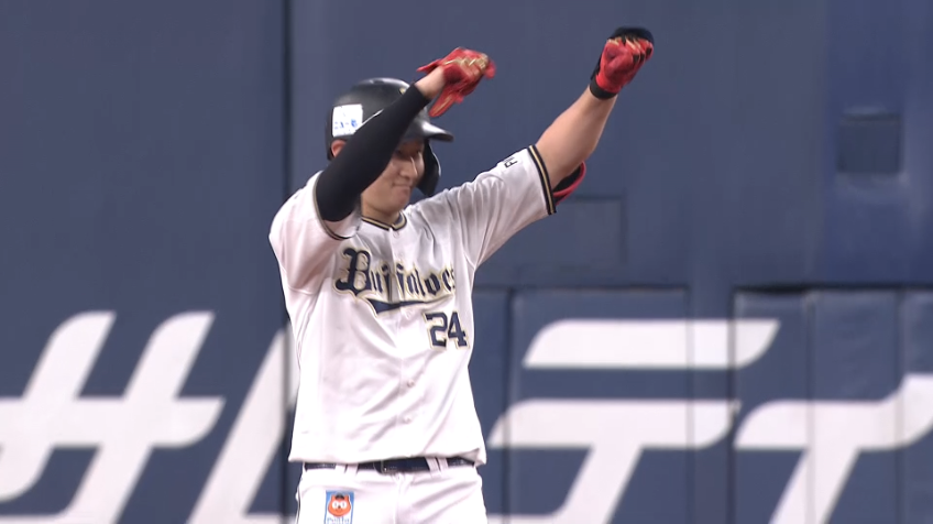 1回裏・B紅林 レフトへフェンス直撃の2ベースヒットで先制点を挙げる!!