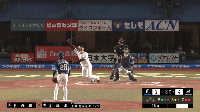 8回裏・L森脇 リリーフで3者凡退の完璧な投球を見せる!!