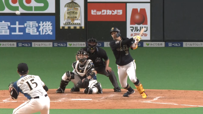 4回表・B安達 粘り勝ち!!  同点のタイムリーヒットを放つ!!