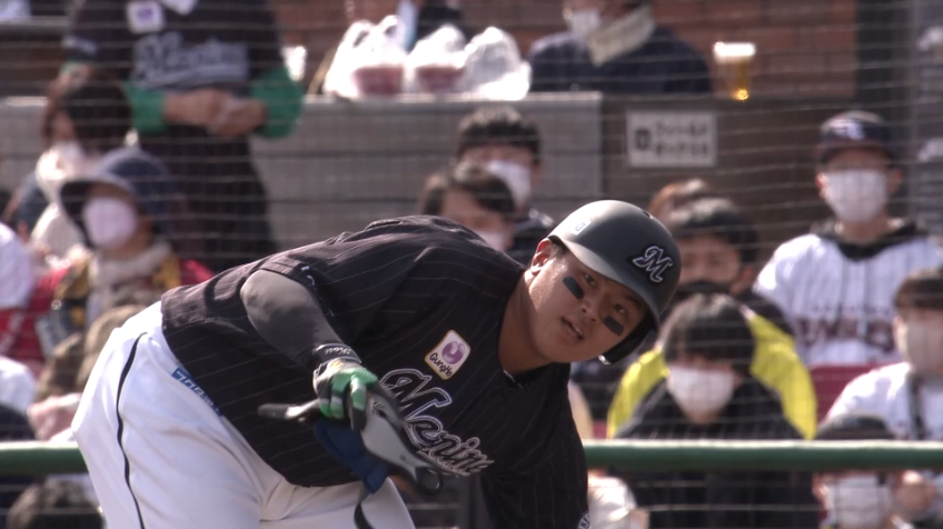 5回表・M松川虎生 開幕2戦目でライト前へ落ちるプロ初ヒット!!