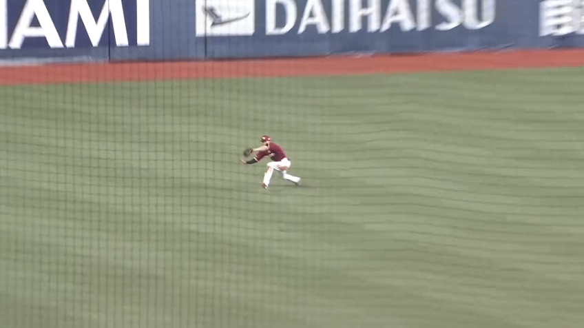 3回裏・E西川遥輝 痛烈なライナーをキャッチする好プレイで投手を救う!!