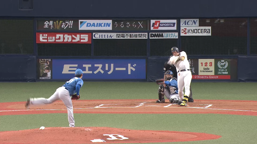 1回裏・B杉本裕太郎 三遊間破るタイムリーヒットでバファローズ先制!!