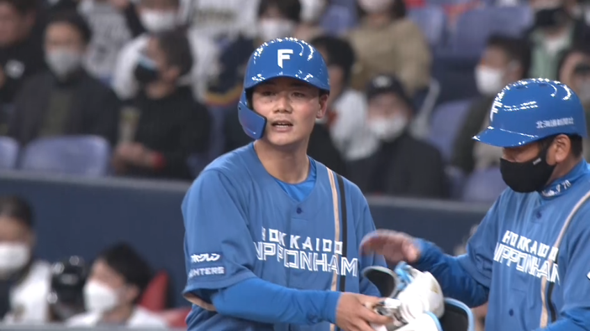 9回表・F清宮幸太郎 代打起用に応えるライト前ヒット!!