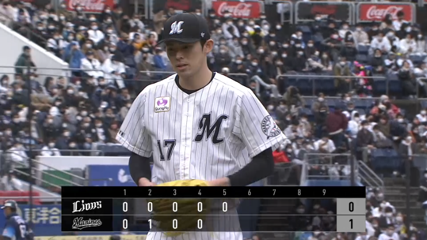 5回表・M佐々木朗希 圧巻の投球を続ける‼ 本日10個目の三振を奪う‼