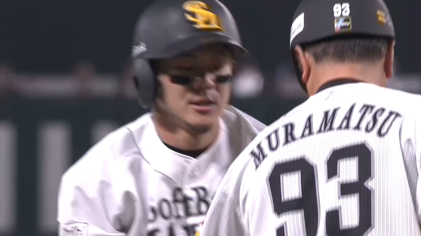 7回裏・H牧原大成 左中間を破るタイムリー3ベースですぐさま1点を取り返す!!