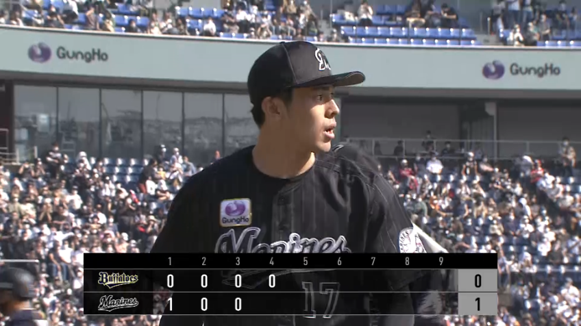 4回表・M佐々木朗希 日本新記録樹立!! 10者連続奪三振を記録する!!